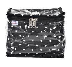 Heart Home Dot Printed Laminated PVC Jewellery Organiser/Storage Bag for Necklace: Earrings: Rings: Bracelet With 10 Transparent Rectangle Pouches- Pack of 2 (Black) -45HH027