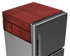 Heart Home Linning Printed Jute Fridge Top Cover, Protect for Scratches, Wear & Tear and Dust with 6 Utility Side Pockets (Maroon)