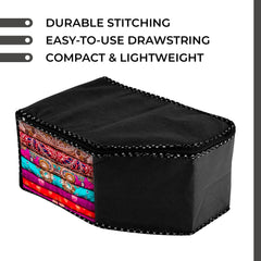 Heart Home Blouse Cover | Clothes Storage Bag | Zipper Wardrobe Organizers | Non-Woven Clothes Organiser | Side Transparent Blouse Organizer | Dot Border | Pack of 9 | Black