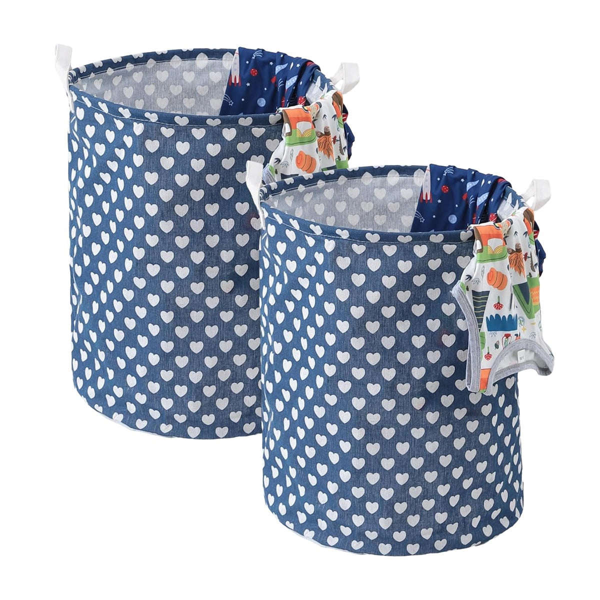 Kuber Industries Laundry Basket For Clothes|Foldable Laundry Hamper|Basket For Toys, Dirty clothes, Storage "45 LTR"-Pack of 2 (Blue)