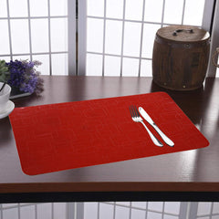 Kuber Industries Checkered Design PVC 6 Pieces Dining Table Placemat Set (Red), CTKTC13707