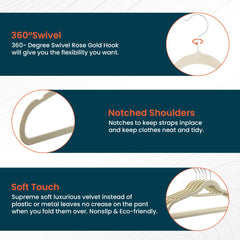 Kuber IndustriesVelvet Cloth Hanger Set of 5 with Chromed Plated Steel Hook (Ivory)