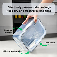 Kuber Industries 20 Pcs Food Containers | Storage Box for Fridge |Vegetable Fruit Boxes | Refrigerator Storage Box | Containers With Airtight Lid | Strainer Basket | HXP00287 | Transparent |Pack of 5