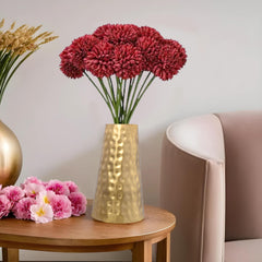 Kuber Industries (Set of 3) Metal Flower Vase Stand for Living Room Corner - Show Pieces for Dining Table - Cone Shaped Vase for Plants Decoration (Gold)