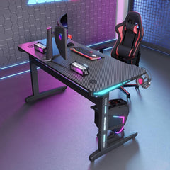 Kuber Industries Ergonomic Table for Work, Study & Games with Earphone Hook & Cup Holder | Portable Standing Gaming Desk & Laptop Tables for Work from Home & Office | D21061400B-Black