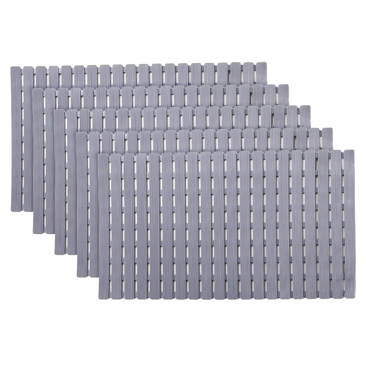 Kuber Industries Bath Mat | PVC Bathroom Mat | Shower Bath Mat | Floor Tub Mat | Bathroom Mud Mat | Anti-Skid Shower Bathroom Mat | JL-01B |Pack of 5| Gray