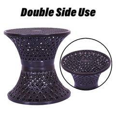 Heart Home Seating Stool | Plastic Mesh Damroo Stool | Both Sided Stool for Guestroom | Damroo Style Stool | Stool for Graden | Stool for Balcony | Brown