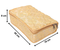 Kuber Industries Flower Design Portable Jewellery Organizer with 4 Tranasparent Pockets (Cream)-HS_38_LUGGAGE21150