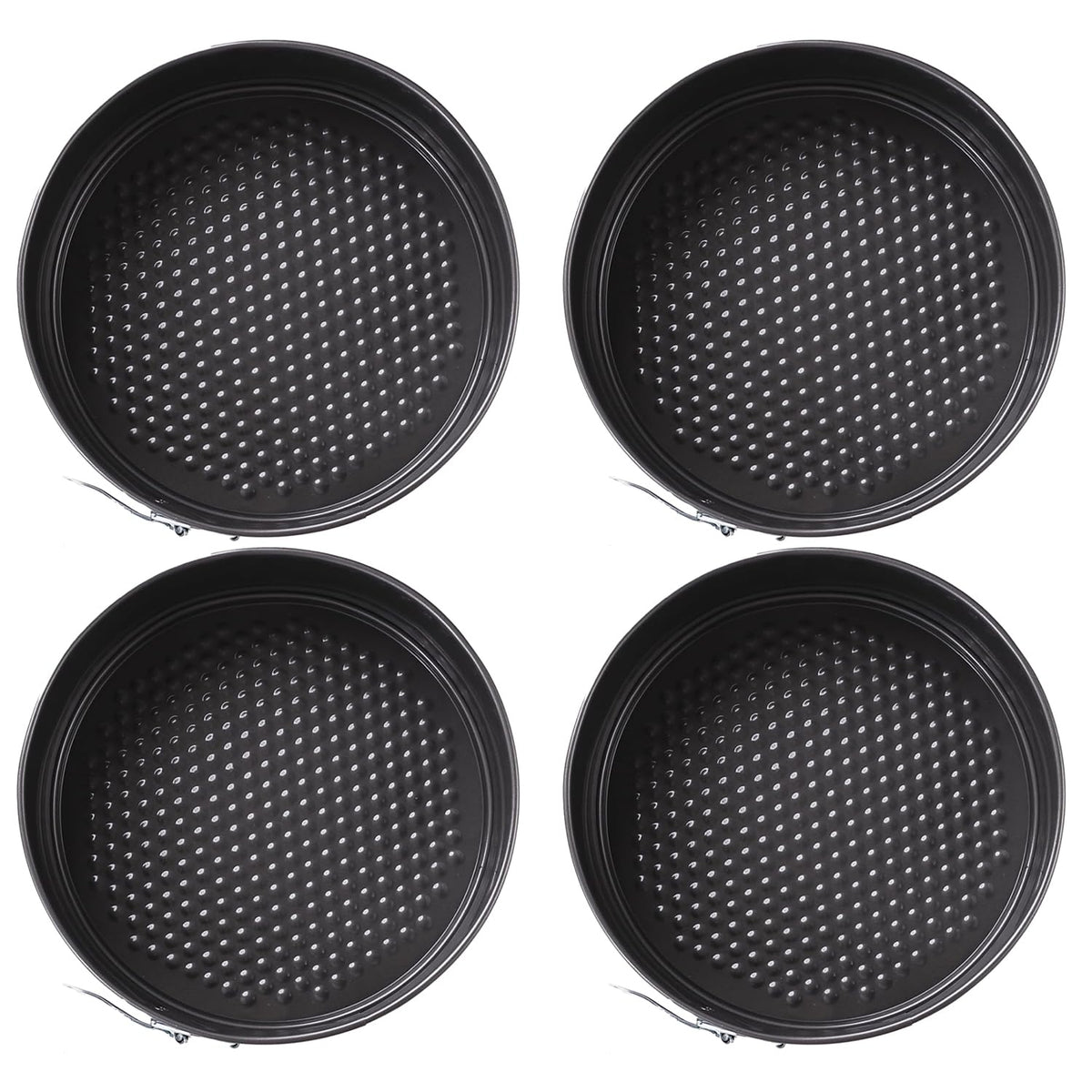 Kuber Industries Cake Mould with Removable Base|Cake Tray for Baking|Idol for Bread, Pie, Pizza-Pack of 4 (Black)