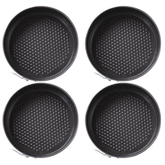 Kuber Industries Cake Mould with Removable Base|Cake Tray for Baking|Idol for Bread, Pie, Pizza-Pack of 4 (Black)