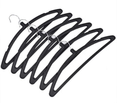 Kuber Industries 6 Piece Plastic Hanger Set for Wardrobe|Wide Plastic & Anti Rust Hooks|Multipurpose Hanger Organizer (Black)