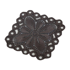 Heart Home Flower Design Handmade Square Cotton Coaster for Kinds of Mugs and Cups, Set of 2 (Brown & Cream)