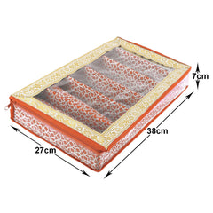 Heart Home Multipurpose Multi Saqare Design Laminated 5 Rod Bangle Box/Organizer/Case With Tranasparent Top (Orange)-47HH0329