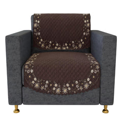 Heart Home Sofa Cover | Single Seater Sofa Slip Cover Set | Digital Painting Sofa Cover | SUEDE Ultra Sonic Couch Cover | Sofa Slipcover Set Living Room | Brown