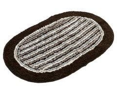 Heart Home Strips Design Soft Cotton Machine Washable Doormat, BathMat (Brown)-50HH01892