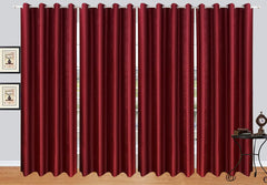 Kuber Industries Plain 4 Pieces Patio Sliding Door Curtain - Keep Warm Draperies, Sliding Glass Door Drapes,7 Feet (Maroon)