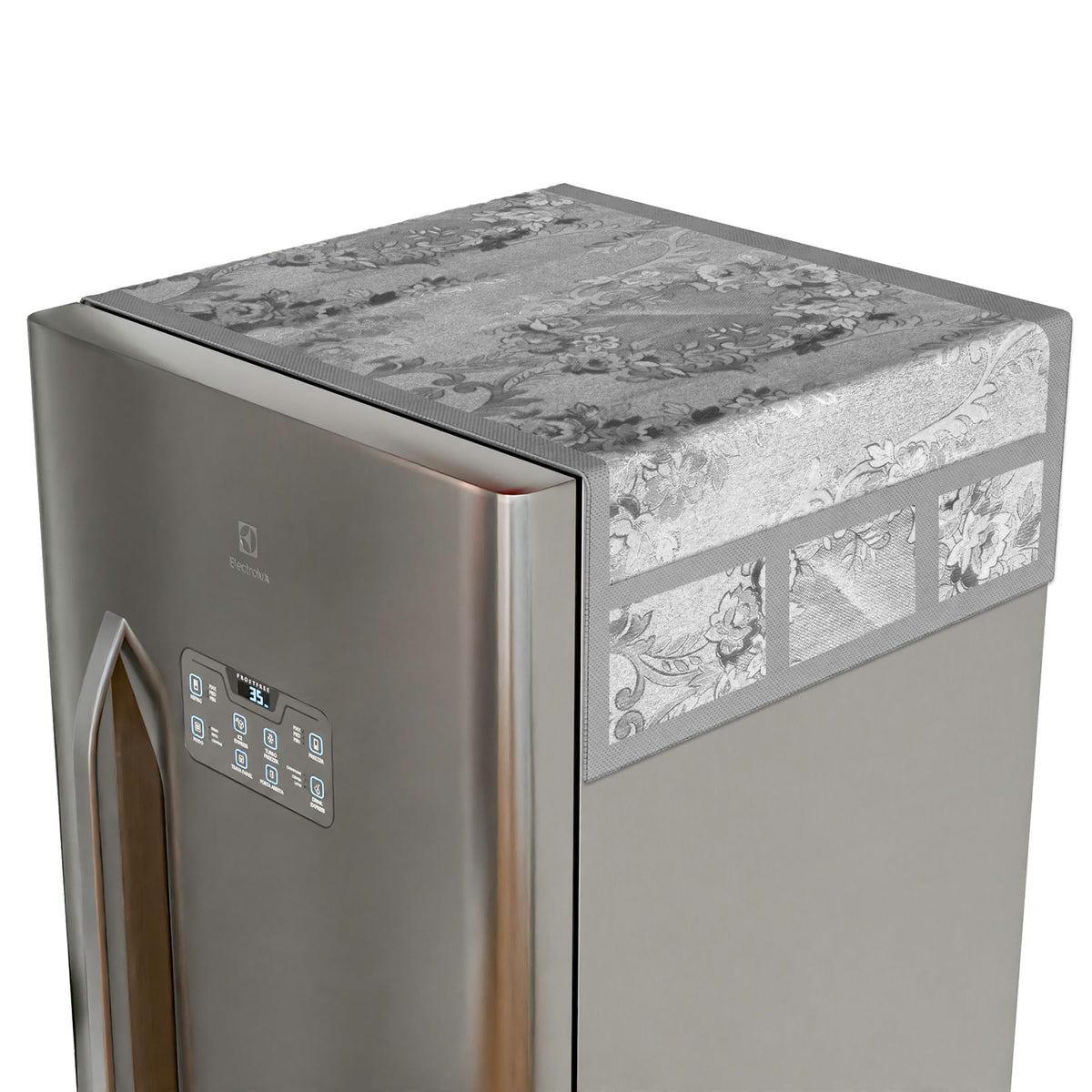 Kuber Industries Fridge Top Cover | PVC Fridge Top Cover | Refrigerator Cover with 6 Side Pockets | Refrigerator Top Protector | Appliance Cover | Fridge Top Cover 101 | Gray