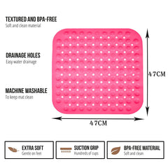 Kuber Industries Bath Mat | PVC Bathroom Mat | Shower Bath Mat | Square Bath Tub Mat | Foot Massager Mat | Anti-Skid Floor Mat | Shower Mat | Pack of 2 | Multi