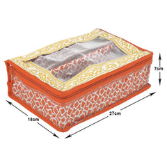 Heart Home Multipurpose Feather Design Laminated 2 Rod Bangle Box/Organizer/Case With Tranasparent Top (Orange)-47HH0149