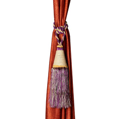 Kuber Industries Beads Beautiful Design Polyester 6 Pieces Curtain Tie Back Tassel Set (Purple) CTKTC33584