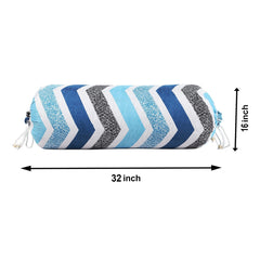 Heart Home Bolster Cover|Soft Cotton Bolster Cover Set|Diwan Round Bolster Pillow Covers|Luxurious Zig Zag Print Roll Masand Cover|16x32 Inch|Pack of 2 (Multi)