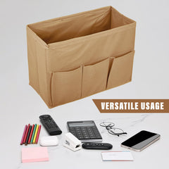 Heart Home Stationary Box | Non-Woven Files Organizer for Office | Desk Organizer | Stationary Organizer for Kids Room with 3 Compartment | Plain Storage Box | Small | Brown