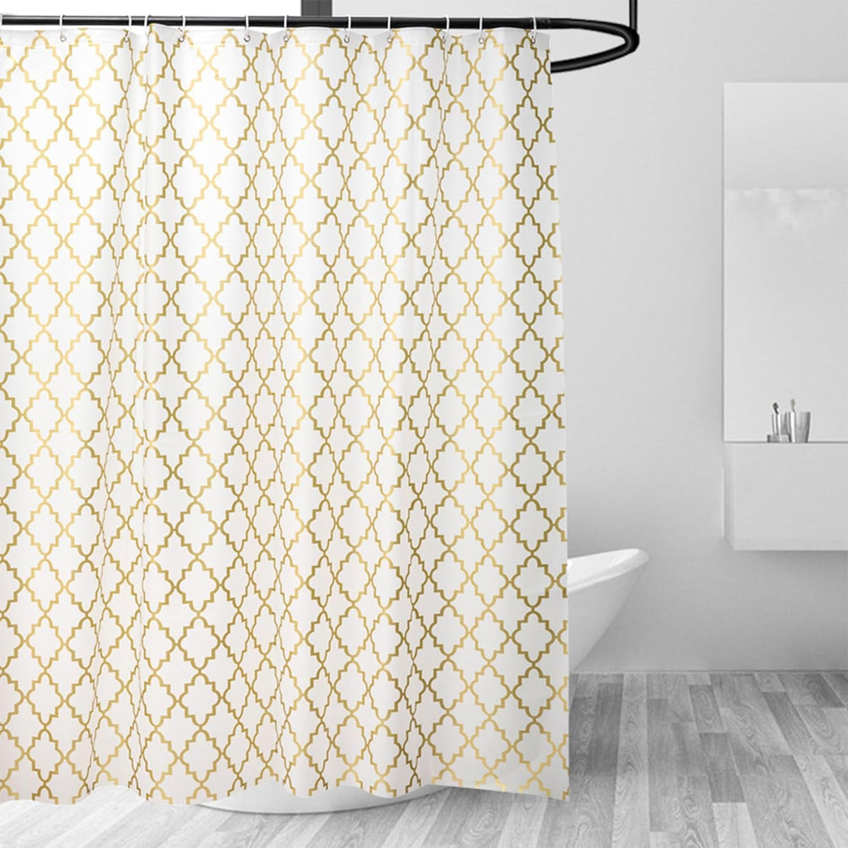 Kuber IndustriesSoft Texture Bath curtain|Natural Drape Waterproof Shower Curtain 6 Feet|Pack of 5|Gold