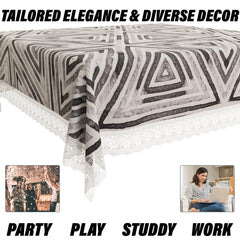 Heart Home Table Cover | PVC Dining Table Cover | Table Cloth | Center Table Cover | Table Cover for Kitchen Table | Triangle Table Cover for Hall Décor | 54 Inch | Gray