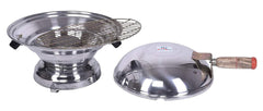 Heart Home Aluminum Tandoor Bati Maker Baking Oven, 34 X 34 X 26 Cm, Gas Tandoor, Barbecue Grill Food Steamer Cookware Set (Set of 1, Silver)-Heart11726, Standard, 1000 Watts