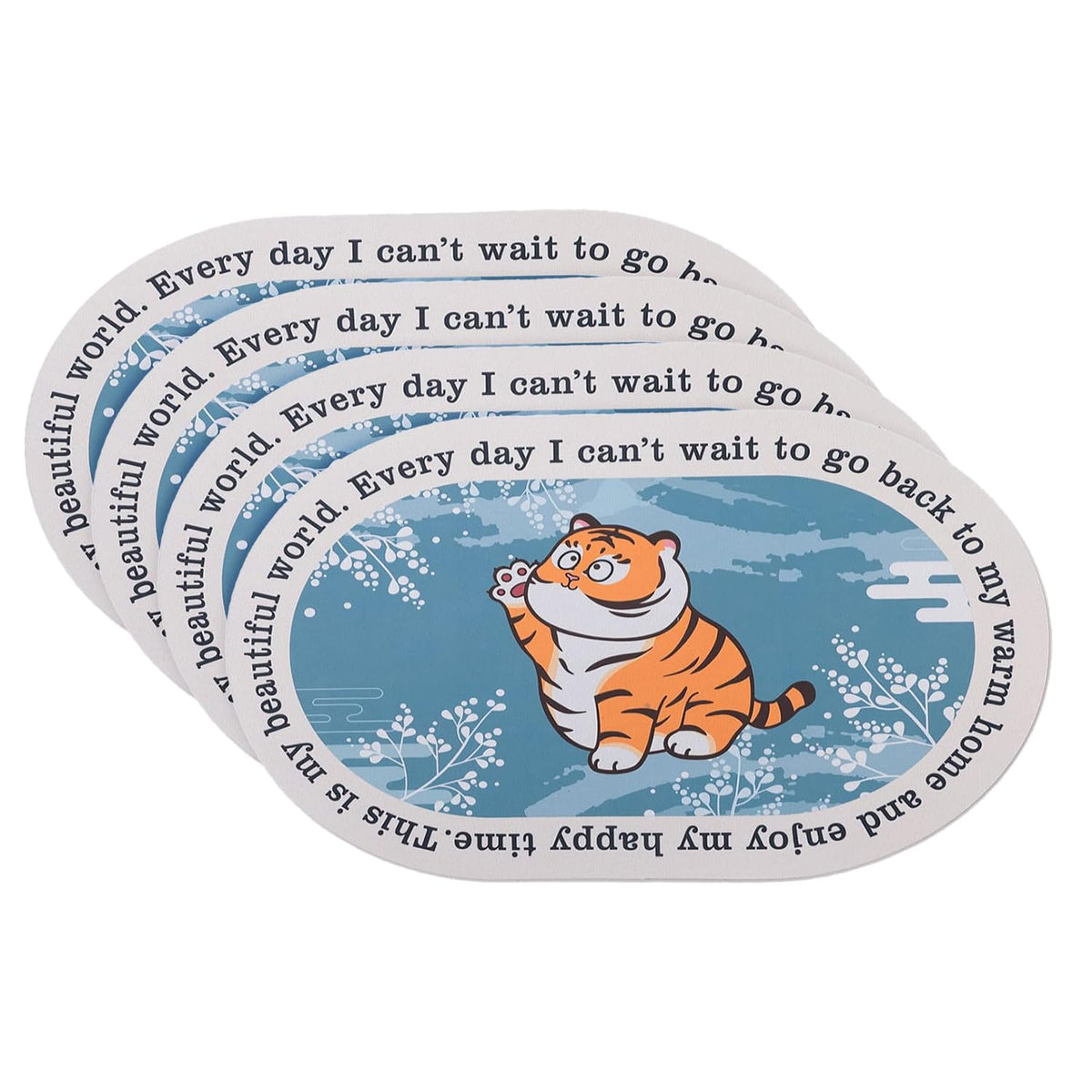 Kuber Industries Bath Mat | PVC Bathroom Mat | Shower Bath Mat | Floor Tub Mat | Diatom Mud Oval Mat | Anti-Skid Shower Bathroom Mat | CF-220803 |Pack of 4| Blue