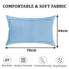 Heart Home Pillow Cover | Cotton Pillow Cover | Pillow Cover for Bedroom | Cushion Pillow Cover for Living Room | Plain Border Pillow Cover Set | Set of 6 | Sky Blue