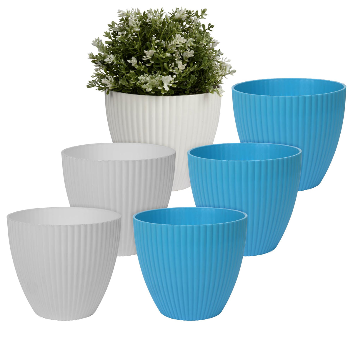 Heart Home Flower Pot | Flower Planter Pots for Indoor | Flower Pots for Outdoor | Pot for Garden & Balcony Flowering | Flower Plants Pot | Mega Flower Pot | 6 Inch | Pack of 6 | Multi