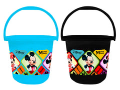 Kuber Industries Disney Mickey Minnie Print Multipurpose Plastic Bucket,16 LTR (Blue & Black)-Pack of 2 -HS_35_KUBMARTS17862