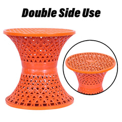 Kuber Industries Seating Stool | Plastic Mesh Damroo Stool | Both Sided Stool for Guestroom | Damroo Style Stool | Stool for Graden | Stool for Balcony | Red
