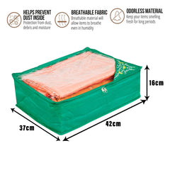 Heart Home Saree Cover | Clothes Storage Bag | Storage Organizer Bag | Zip Closure Saree Cover | Wardrobe Organizer | Side Embroidery Saree Cover | 6 Inch | Green