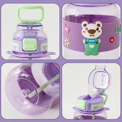 Kuber Industries Pack of 5 Kids Water Bottle With Straw |Sipper Water Bottle For Kids Boys Girls| Water Bottle with Locking Flip Lid | 800 ml |Purple | SYZ-7744A