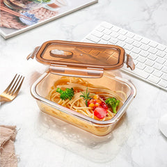 Urbane Home Pack of 3 Borosilicate Glass Kitchen Containers Set with Airvent Pp Lid | Airtight Rectangular Fridge Storage Boxes for Grains, Pulses, Spices, Snacks | 600 ml Each | Transparent