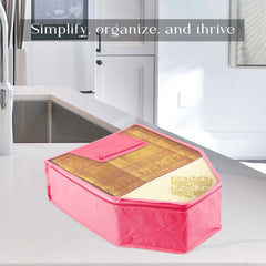 Heart Home Blouse Cover | Clothes Storage Bag | Zipper Wardrobe Organizers | Clothes Organiser with Attached Pocket | Non-Woven Front Transparent Blouse Cover | Pack of 9| Pink