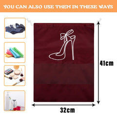 Heart Home Shoe Cover | Travel Shoe Storage Bags | Polyester Storage Bags | Drawstring Shoe Cover | Clear Transparent Shoe Storage Organizer | Pack of 12 | Multi