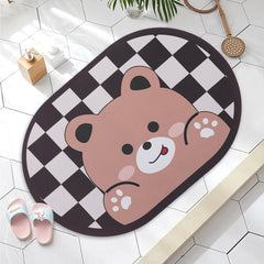 Kuber Industries Bath Mat | PVC Bathroom Mat | Shower Bath Mat | Floor Tub Mat | Diatom Mud Oval Mat | Anti-Skid Shower Bathroom Mat | CF-220820 |Pack of 4| Brown