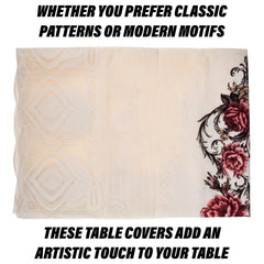 Kuber Industries Dining Table Cover | Cotton Table Cloth Cover | 6-Seater Table Cloth | Glory Table Cover | Table Protector | Table Cover for Dining Table | 60x90 Inch | DTC | Cream & Pink