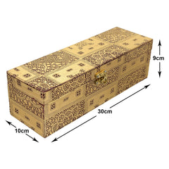 Heart Home Multipurpose Wooden Emobssed Design 1 Rod Bangle Box/Organizer/Case With Swing Arm Lock System - Pack of 2 (Gold)-47HH0547