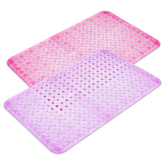 Heart Home Bath Mat | PVC Bathroom Mat | Shower Bath Mat | Transparent Round Check Floor Tub Mat | Foot Massager Mat | Anti-Skid Floor Shower Mat | Pack of 2 | Multi