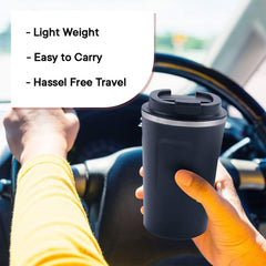 Kuber Industries Insulated Coffee Tumbler Mug with Lid for Office, Gym & Travel | Stainless Steel Leak-Proof Thermos for Tea/Coffee/Water - Ideal for Hot & Cold Beverages | CO230204A-Black