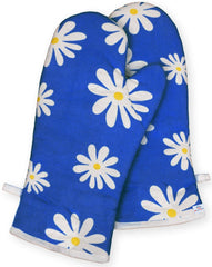 Heart Home Flower Design Cotton Microwave Oven Mitten/Gloves for Microwave, Set of 2 (Blue)