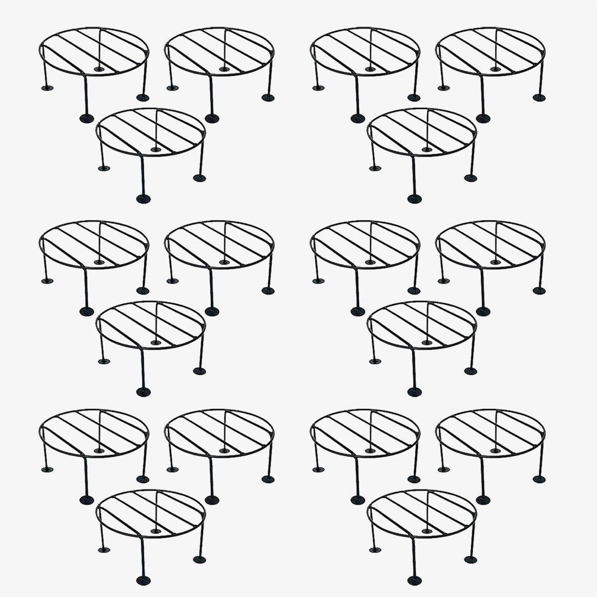 Kuber Industries Metal Pot Stand|Iron Flower Pot Stand for Outdoor Plants|Plant Stand for Balcony,Garden,Office,Set of 3,(Black) (Pack of 6)