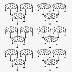 Kuber Industries Metal Pot Stand|Iron Flower Pot Stand for Outdoor Plants|Plant Stand for Balcony,Garden,Office,Set of 3,(Black) (Pack of 6)