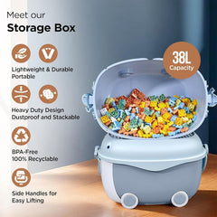 Heart Home Large Capacity Underbed Storage Box with Lids and Wheels | Dustproof & Stackable | Rectangular Storage Box | Multipurpose Organizer for Clothes/Toys (38L)