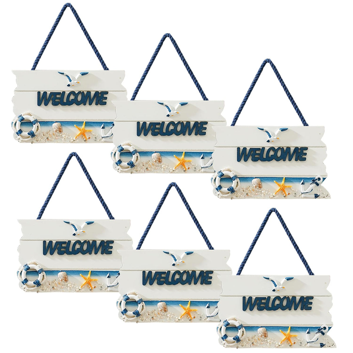 Kuber Industries Door Decor Panel|Wall Hanging Wooden Frame Board-Pack of 6 (White)