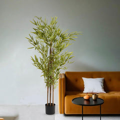 Homestic Bamboo Artificial Tree | Faux Bamboo Plant with Pot | 150 CM Plant | Tall Plant for Home Decoration | Silk Plant with 7 Trunks | Plastic | Bamboo | FH-Z150 |Green